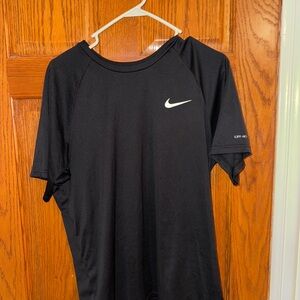 Nike Black Short-Sleeve Dri-FIT Athletic Tee with White Swoosh